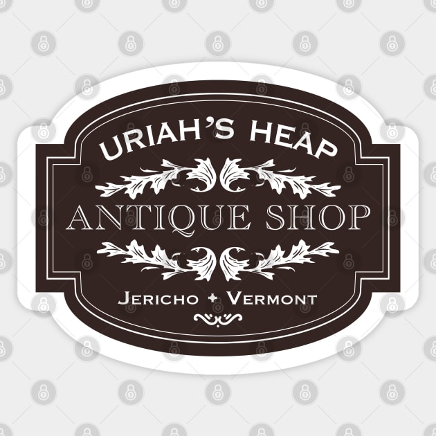 Uriah’s Heap Antique Shop, Jericho, Vermont- Wednesday Addams Sticker by Kraken Sky X TEEPUBLIC